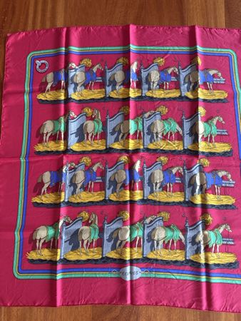 Hermès Silk Scarf "Ecuries" Burgundy, Perfect Gift Idea!
