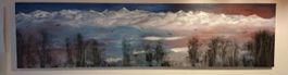 Gemälde Bergen im Atem der Stille handmade 30×120