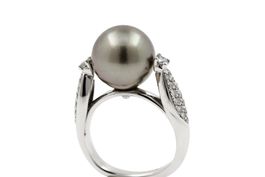 Ring mit Tahiti Perle Brillanten 18K Weissgold *S3272