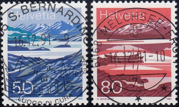 Tutti i francobolli: 819+820 mit FD-Vollstempel vom Ort, 16.12.91 – Usato da Spreitenbach venduto da Lienbi01