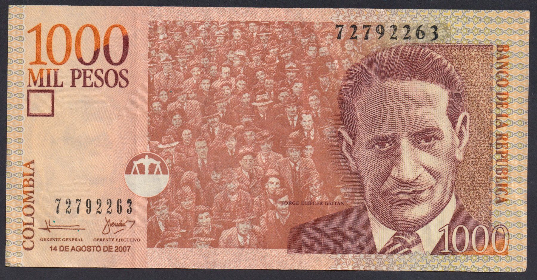 Banknoten: Kolumbien 1000 Pesos 2007 – Gebraucht aus Brugg AG von banknoten_muesli