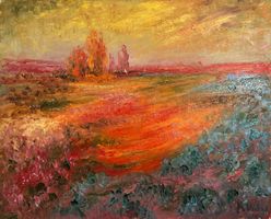 Karl Weber. Bewaldete Landschaft, 1948. Öl auf Leinwand