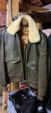 Herren Lederjacke braun mit Lammfellkragen Grösse L