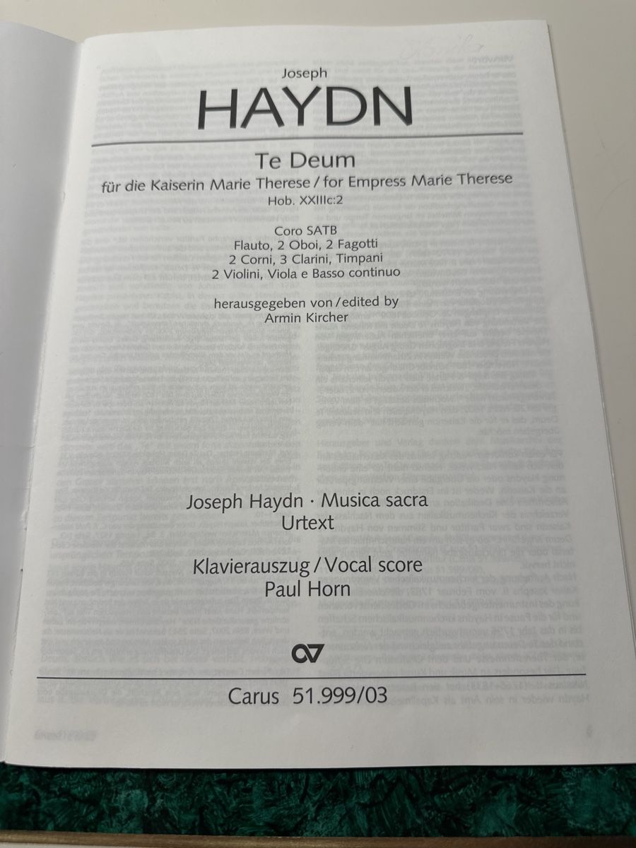 Bücher: Haydn Te Deum Partitur Carus 51.999/03 – Gebraucht aus Wald ZH von Martin79 1