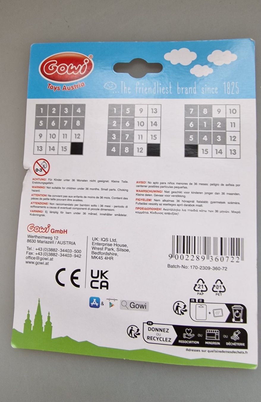Spiele: Schiebepuzzle Zahlenspiel Gowi – Neu und originalverpackt aus Oberuzwil von aseinkaufswelt 1