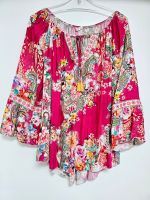 Bluse im Boho-Style, Flower Power, pink, mit Blumen M/L