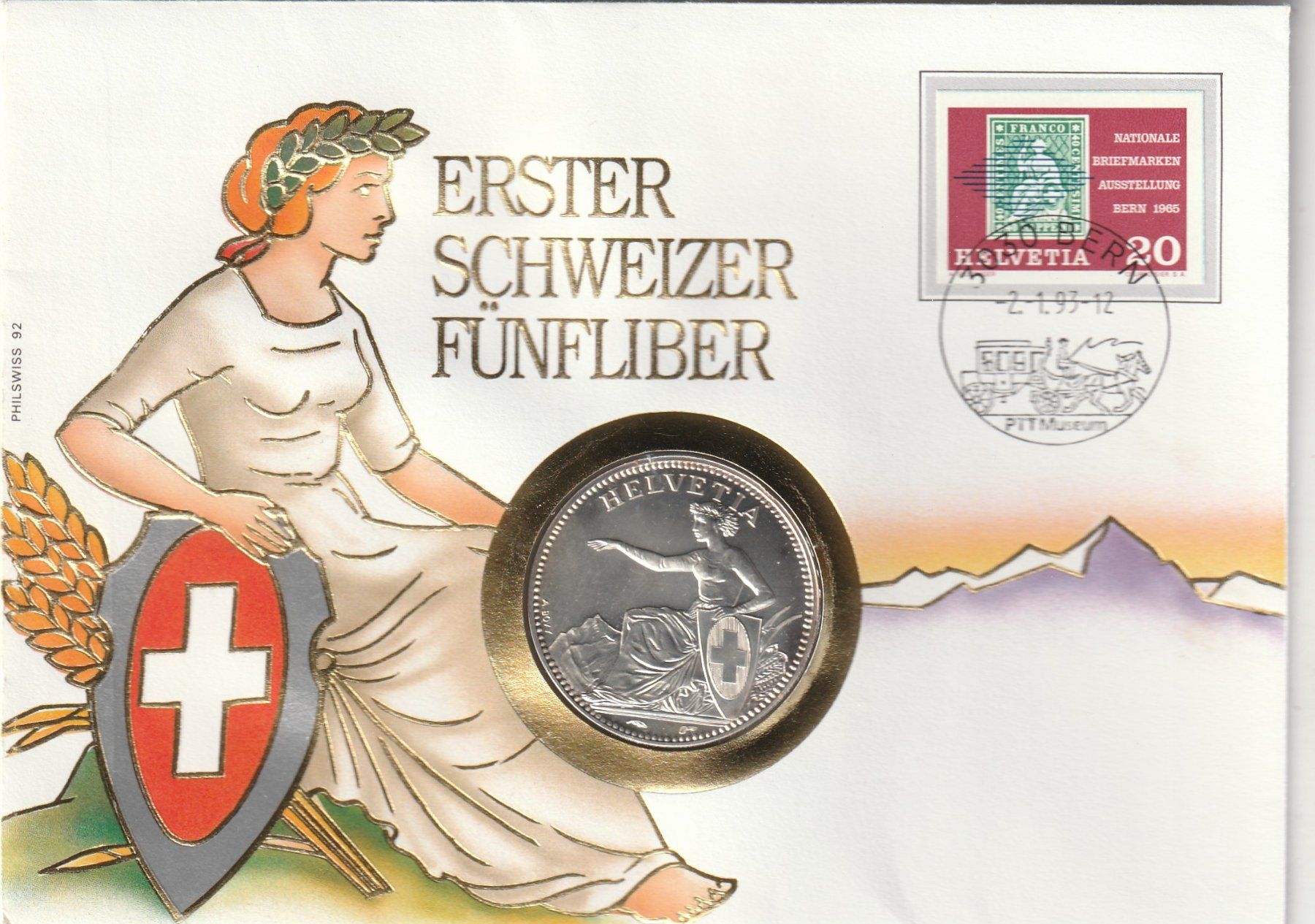 Tutti le monete: Numisbrief Erster Schweizer Fünfliber 1993 – Usato da Rorschacherberg venduto da fratovi2
