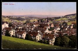 AK Herisau, Ortsansicht mit Kirche und Viadukt