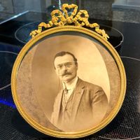 JUGENDSTIL FOTORAHMEN ZINKGUSS GLAS FRANKREICH UM 1900