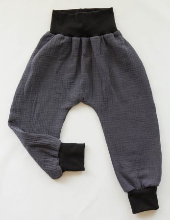 Sommer Pumphose aus Musselin - Unifarbe Dunkelgrau 86/92 NEU