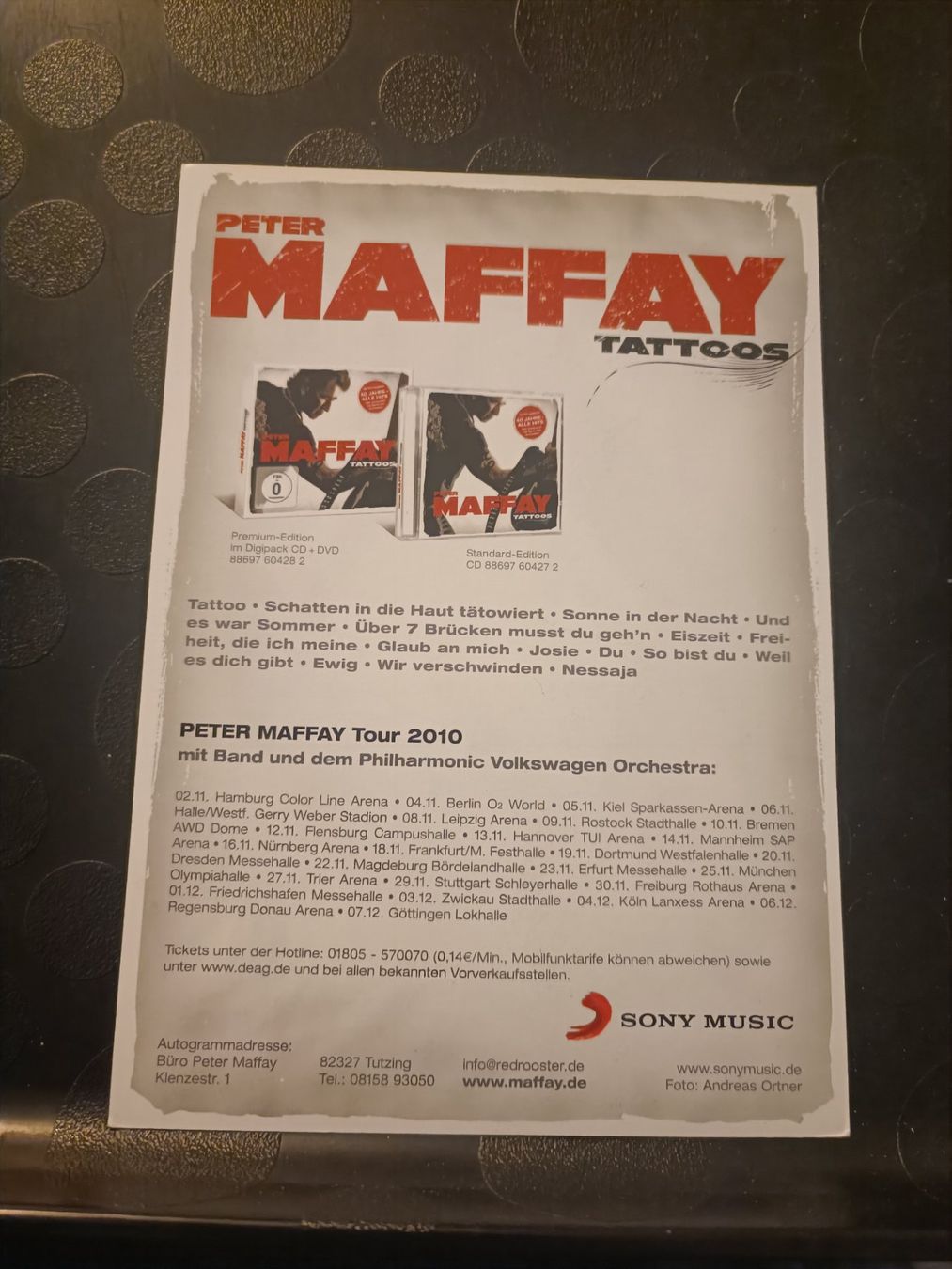 Autografi: Peter Maffay -  signierte Autogrammkarte - 2010 – Usato da Menziken venduto da Artographs 1