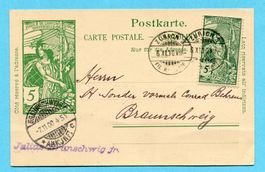 Postkarte von Zürich nach Braunschweig mit ident. Zusatzfra