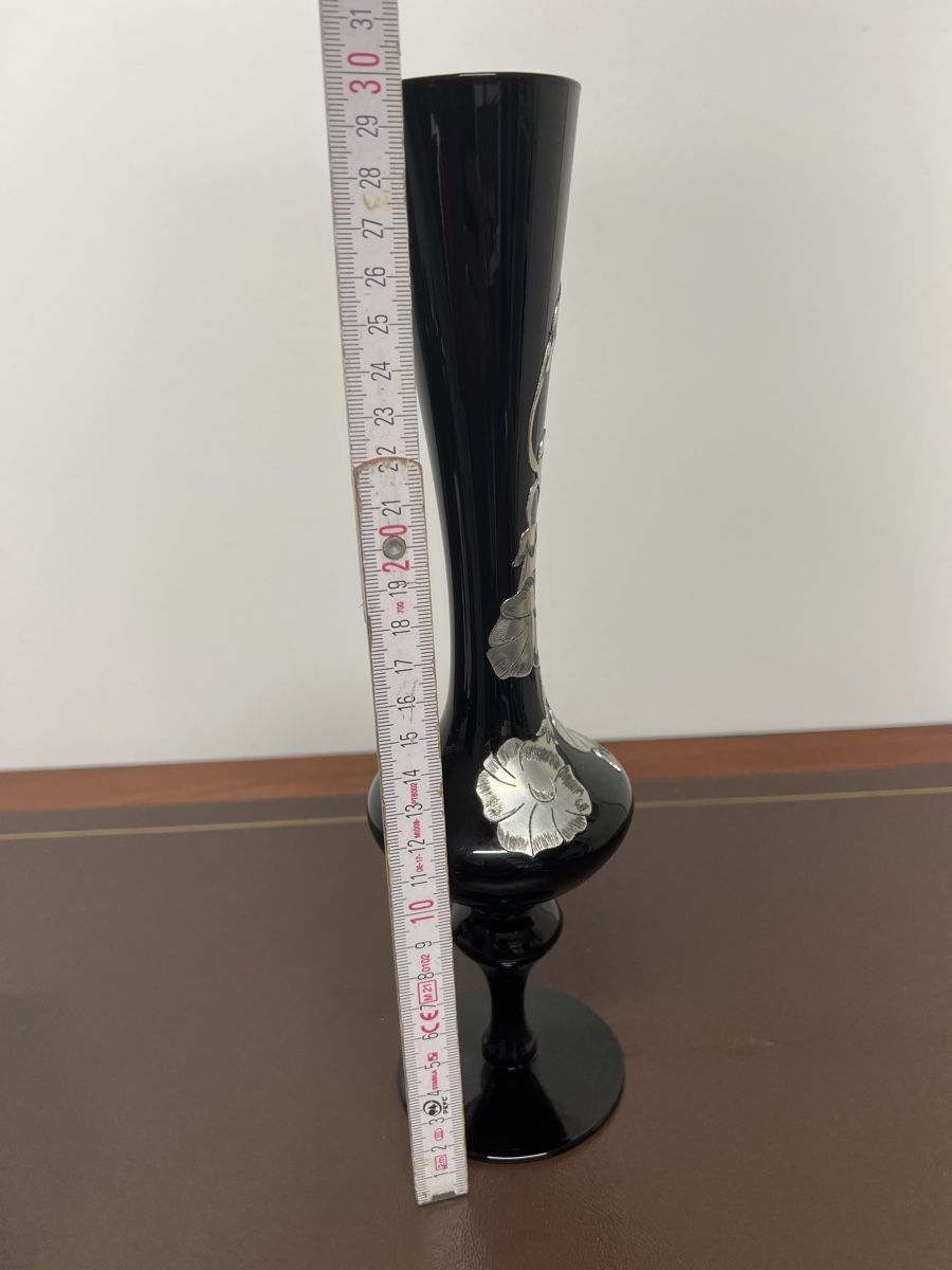 Vasen & Gefässe: Vase noire élégante avec décor en étain 30cm – Gebraucht aus Bôle von K200C 5