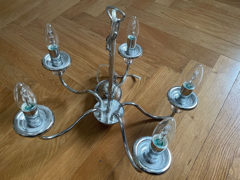 Fiorenza - Shabby witte houten kroonluchter 5 lichts 110 - 50 - BL172