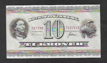 Banknoten: Danmark  10  Kroner  Gemraucht  SCHöN – Gebraucht aus Gordola von coinsandnotes