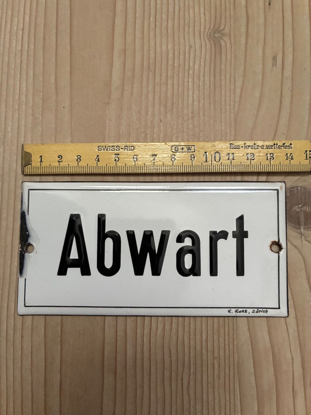 Schilder: Altes Emailschild Abwart – Gebraucht aus Steffisburg von Reitschel5 2
