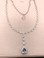 Vintage 925er Silber Collier mit blau Topas Edelsteine Top