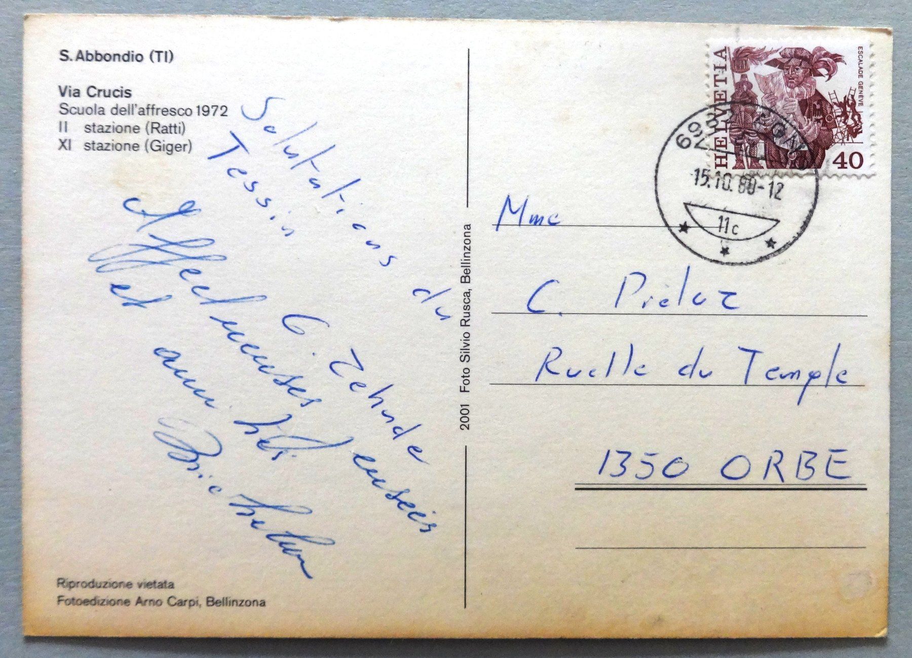 Cartoline postali: S. Abbondio (TI) – Difettoso da Fétigny venduto da Billy2miny 1