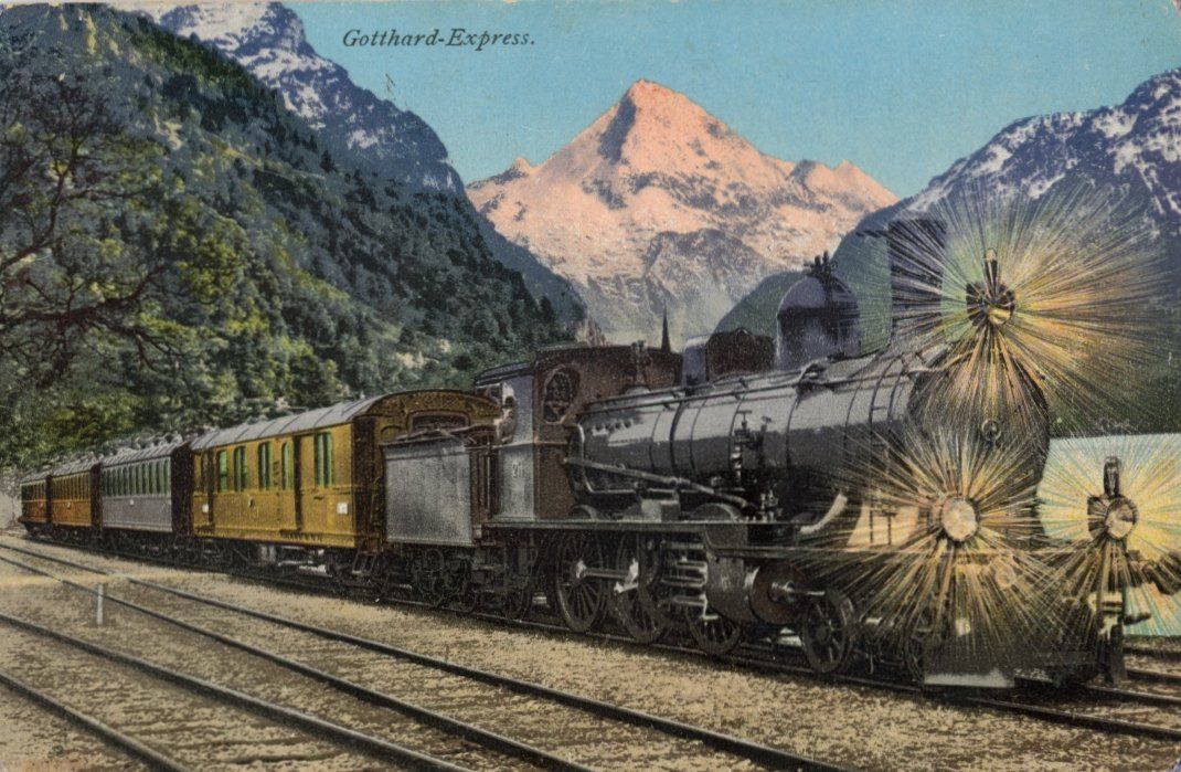 Cartoline postali: Flüelen   UR  -   Gotthard-Express / Dampfeisenbahn – Usato da Brig venduto da Valcards54