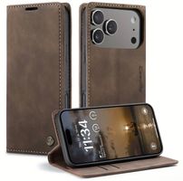 iPhone 17 Pro Leder Flip Hülle Braun – Wallet Case mit Karte
