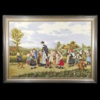🌳 Vintage Gobelinbild – Ländliche Szene voller Harmonie✨