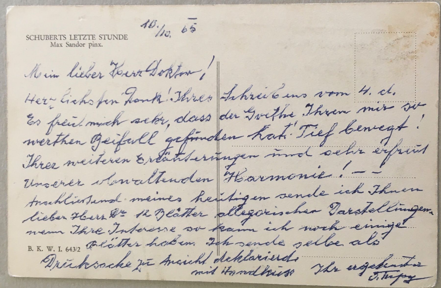 Cartoline postali: Musik, Franz Schubert, Letzte Stunde – Usato da Frauenfeld venduto da Merk52 1