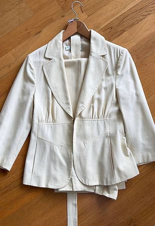 Feiner Sommer-Anzug Damen, vanillefarben, Gr. 34/36