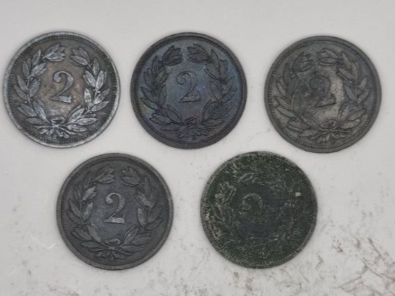 Tutti le monete: 2 rappen 1942-1946 komplet – Usato da Bure venduto da chap981 1