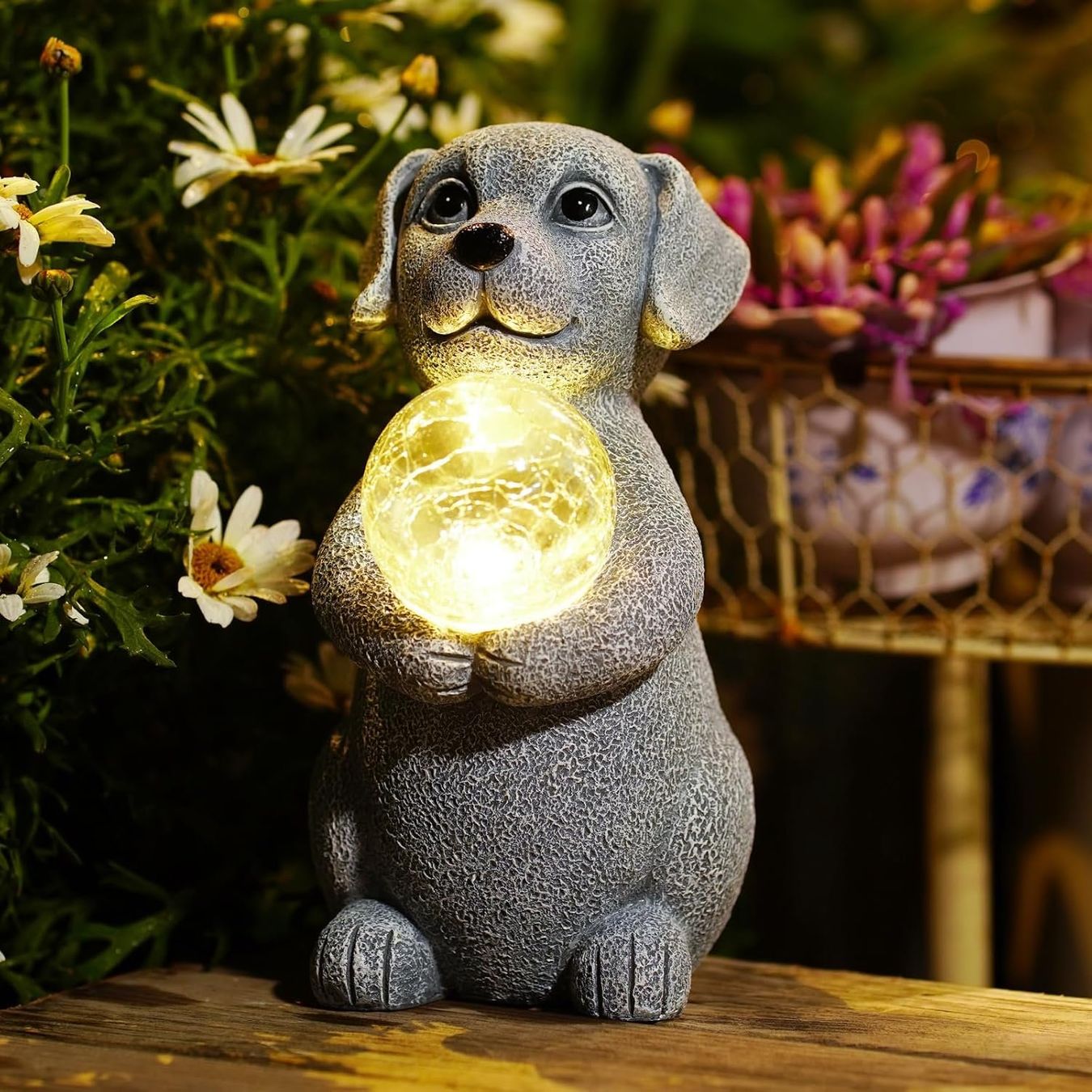 Figuren: Hund mit Solar Ball Gartendeko – Neu und originalverpackt aus Nuglar von SaleRitter 4