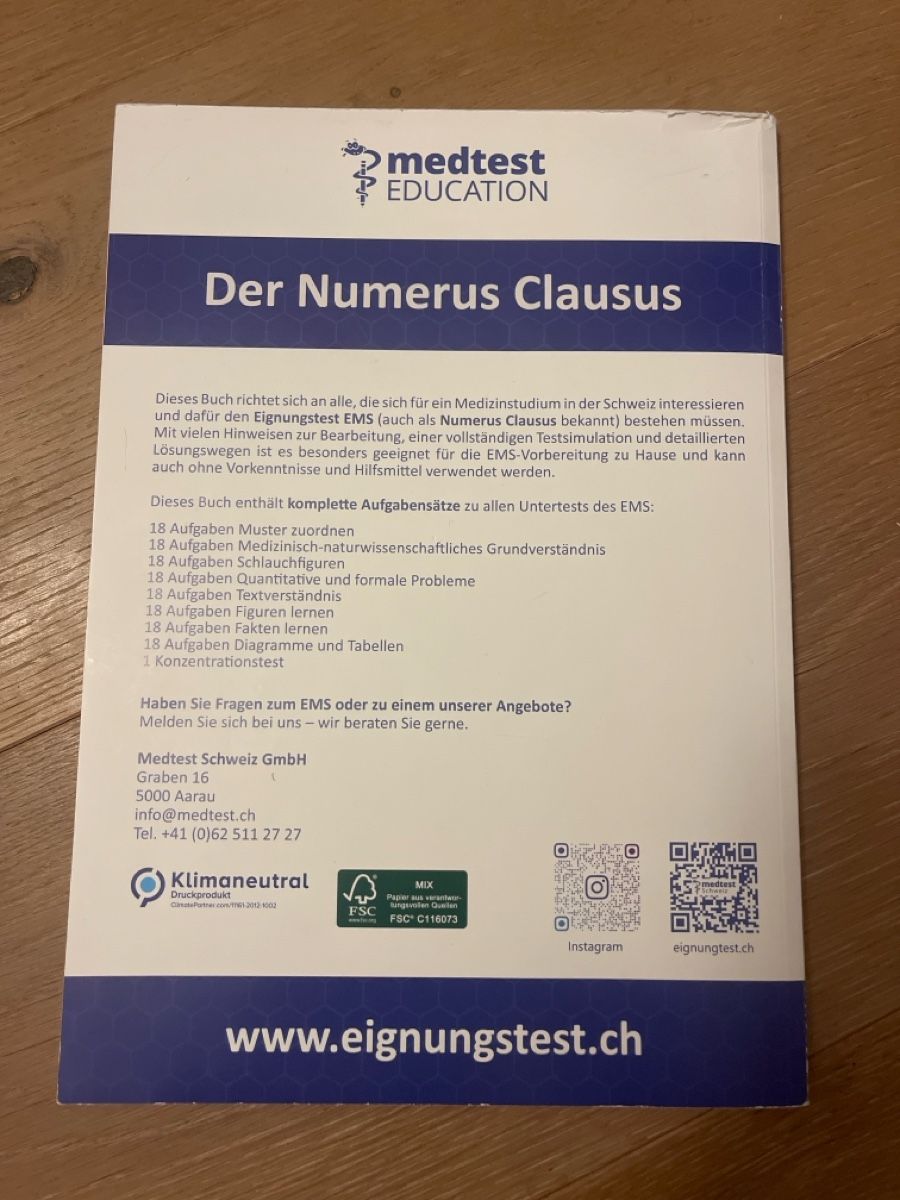 Bücher: Medtest Numerus Clausus, EMS-Testsimulation für zu Hause – Neu (gemäss Beschreibung) aus Zürich von Zhau.53 1