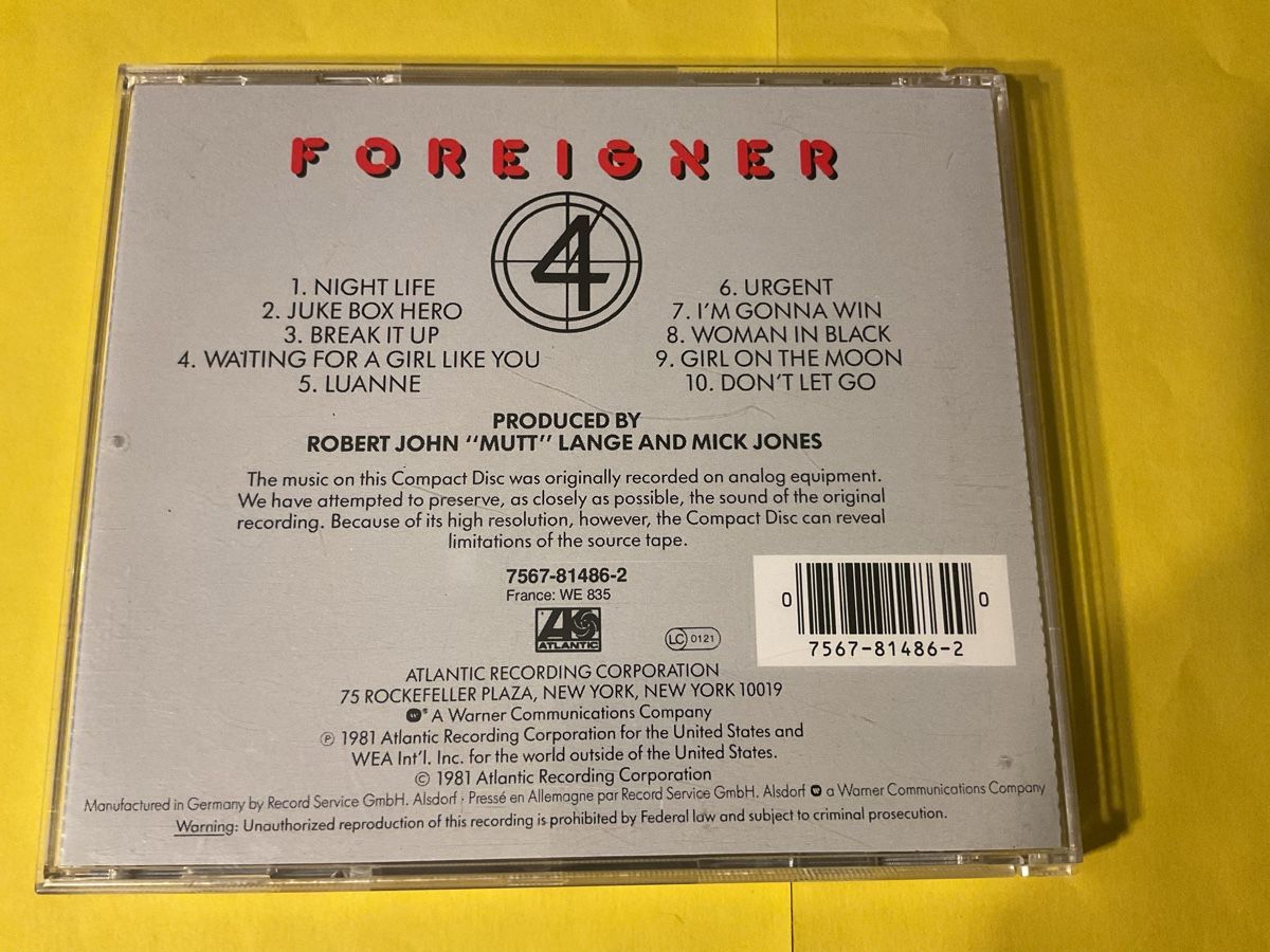 CDs: Foreigner - 4 - CD - Top Zustand -1981 – Gebraucht aus Steinach von Quarkie 2