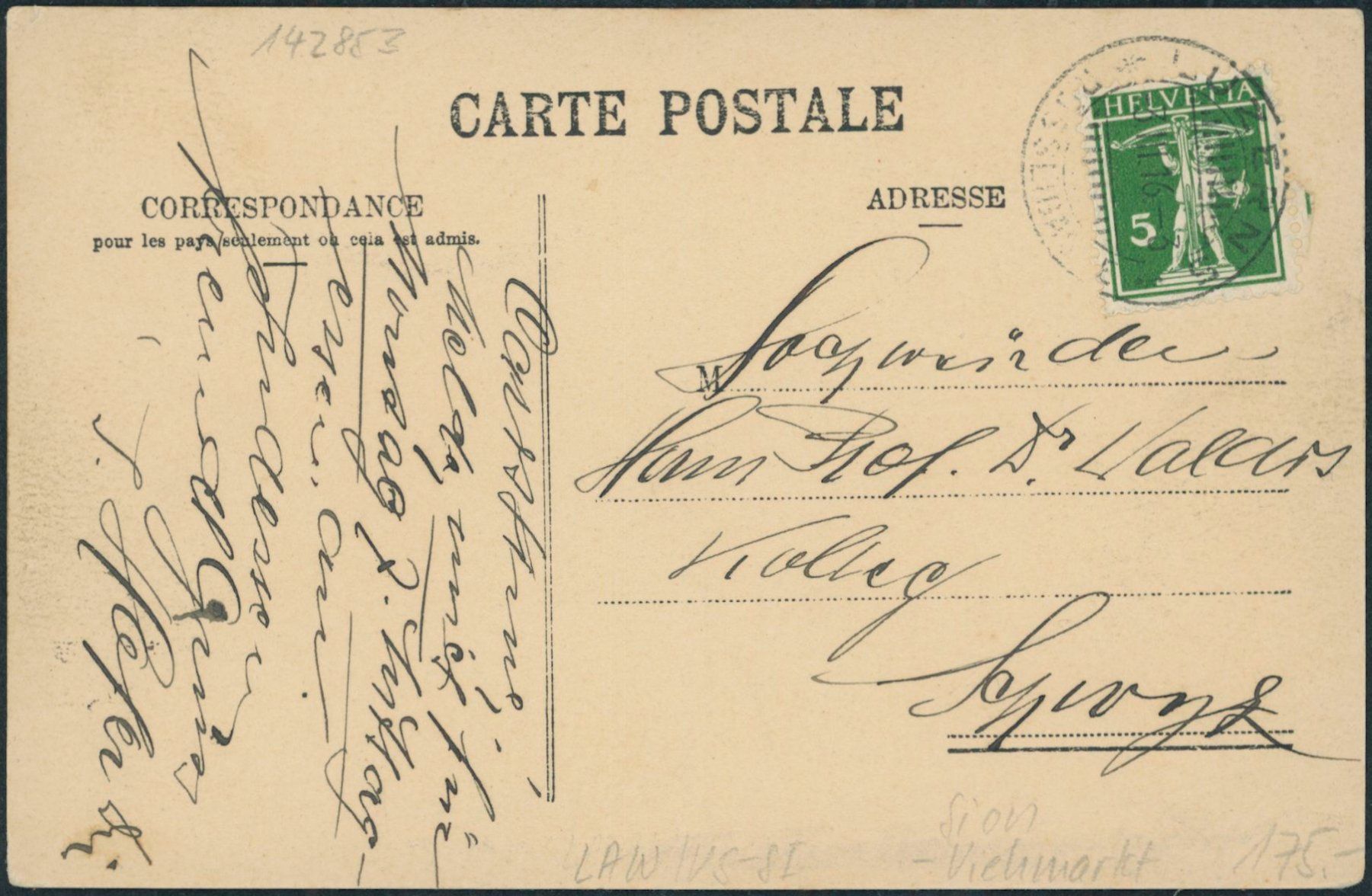 Cartoline postali: VS Sion - Landwirtschaft – Usato da Schindellegi venduto da dormay 1