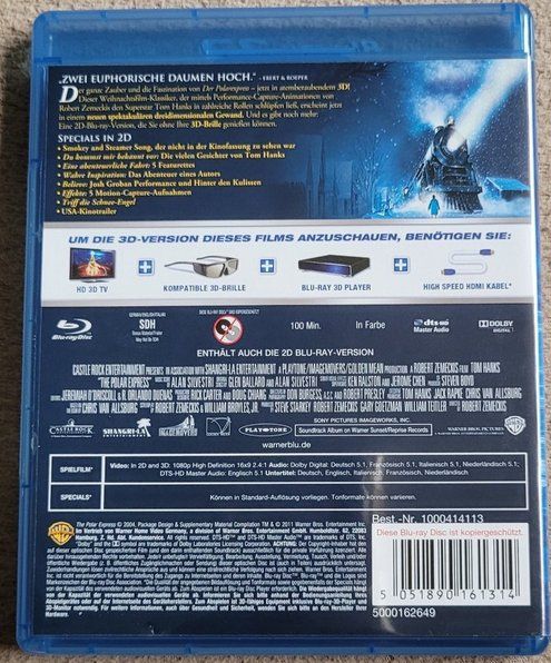 Tutti i DVDs: Der Polarexpress (3D Blu-ray)  mit 2D Version  D/E/F/I/NL – Usato da St. Gallen venduto da elk2020 2