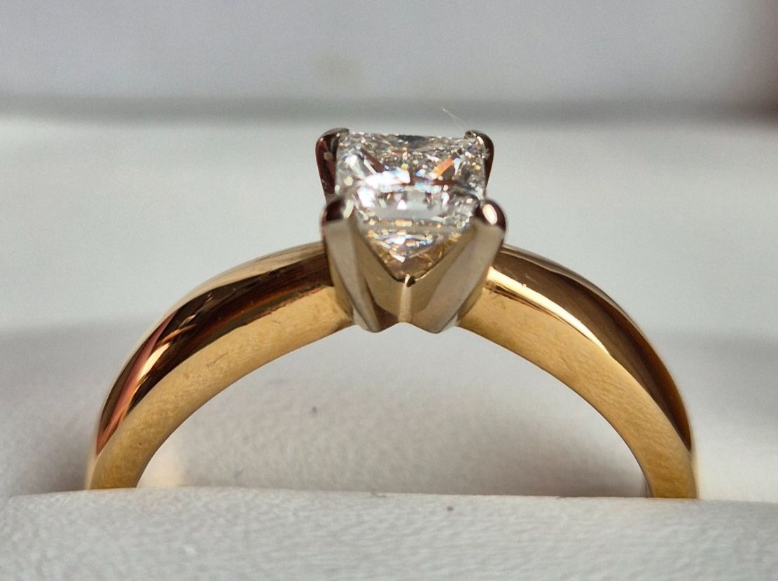 Anelli: Solitär-Verlobungsring mit Princess-Diamant – Usato da Erlach venduto da ha_si 2