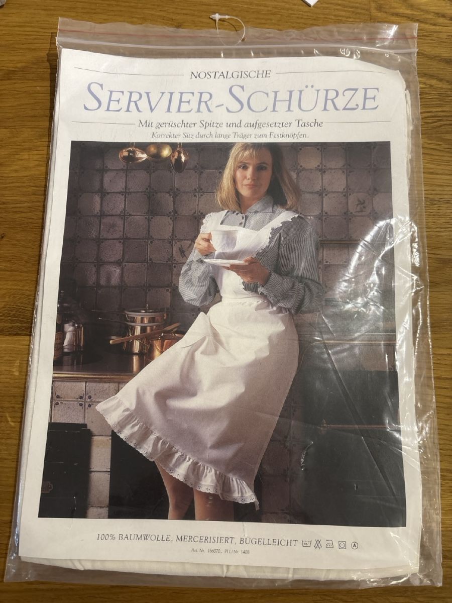 Abbigliamento & accessori d'epoca: Nostalgische Servier-Schürze neuwertig – Nuovo e nell'imballaggio originale da Baden venduto da peace_bluemli