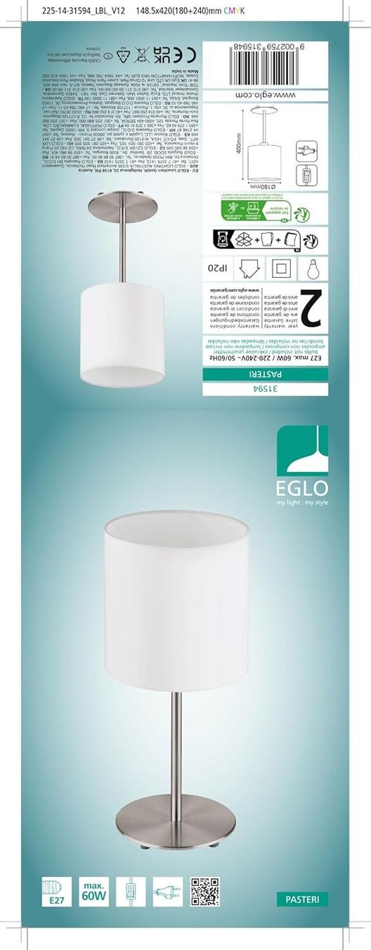Lampade: Tischlampe Pasteri, Fassung: E27 – Nuovo e nell'imballaggio originale da Nuglar venduto da SaleRitter 4