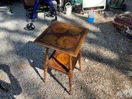 Beistelltisch Blumenmotiv Holz mit zwei Ebenen Vintage, Nr20