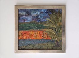 Ausdrucksstarkes Gemälde im Echtgold-Rahmen, Atelier Hodler
