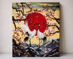 Gemälde Kranichen im japanischen Style 50x40