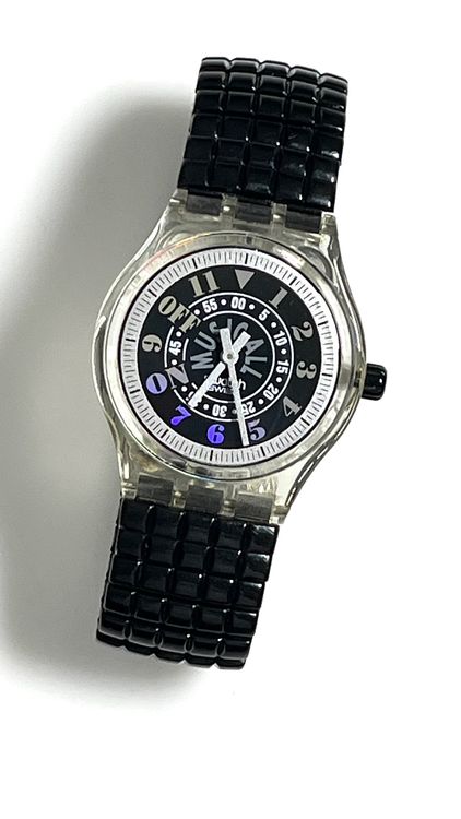 Coole Swatch Music Call Uhr, Kultuhr mit schwarzem Armband! 1