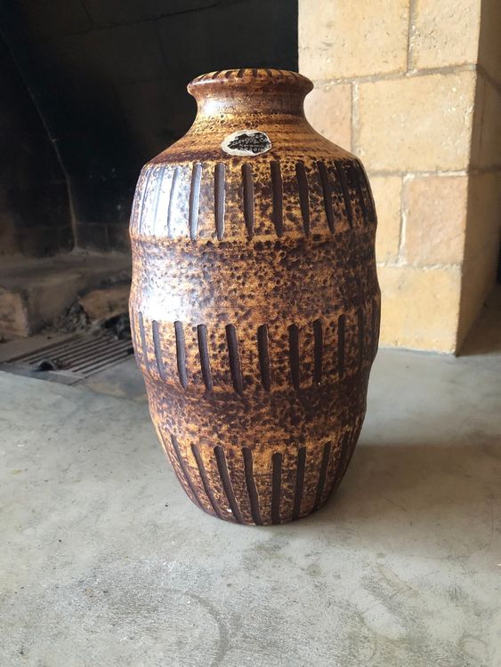 Vase Décoratif En Céramique Noire - 60 Cm De Haut - Style Rustique Vintage - Pour Salon, Fleurs Séchées Ou Pampa