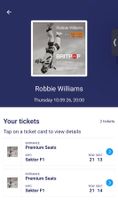 2 Tickets Robbie Williams Hallenstadion 10.09.26 Sektor F1