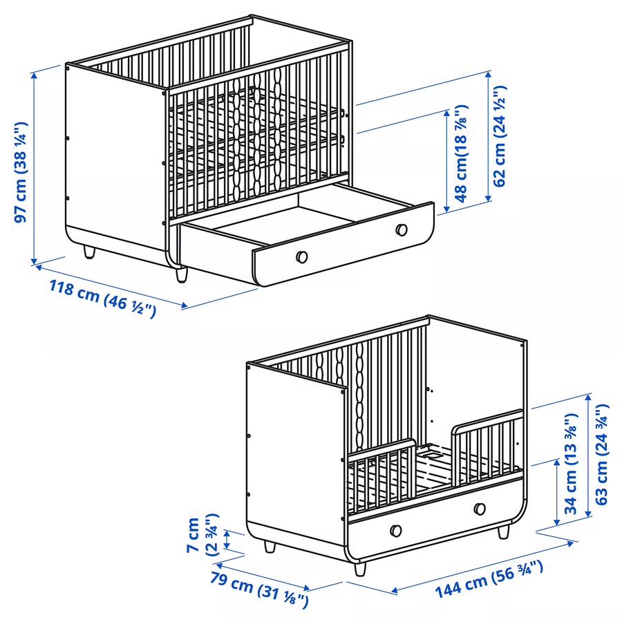 Ikea Wickeltisch & Zubehör: IKEA MYLLRA Baby Crib with changing table, Light Pink – Gebraucht aus Pratteln von ole_lm65 5