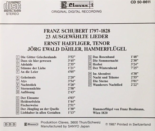 CD: Schubert - Lieder (Ernst Haefliger) – Usato da Grüningen venduto da azulblanco 1