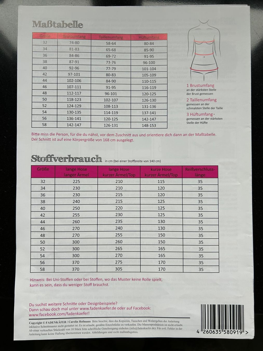 Cartamodelli: Fadenkäfer Jumper Damen Gr.32-58, Schnittmuster – Usato da Henggart venduto da Struppi021 2