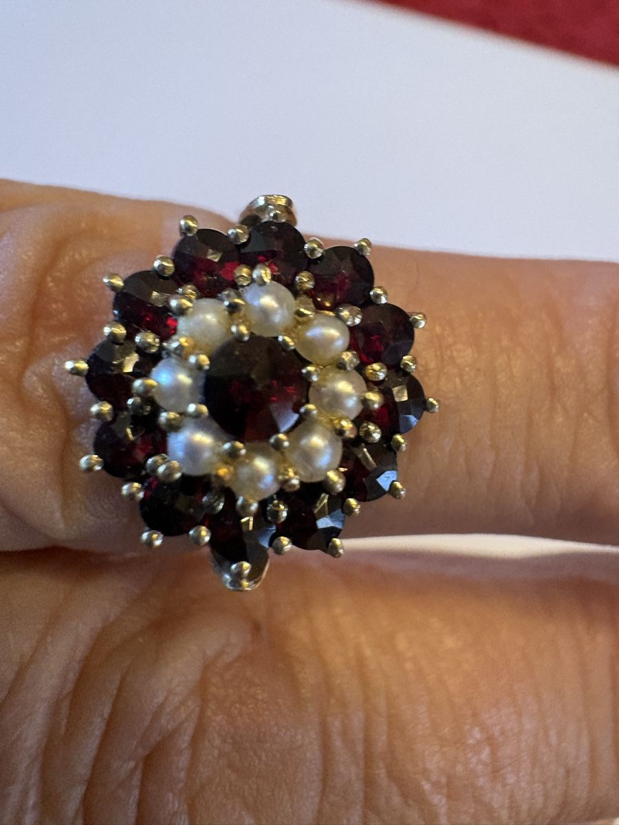 Ringe: 800silber vergoldet Granat Ring  – Gebraucht aus Murten von Tzaugg 3