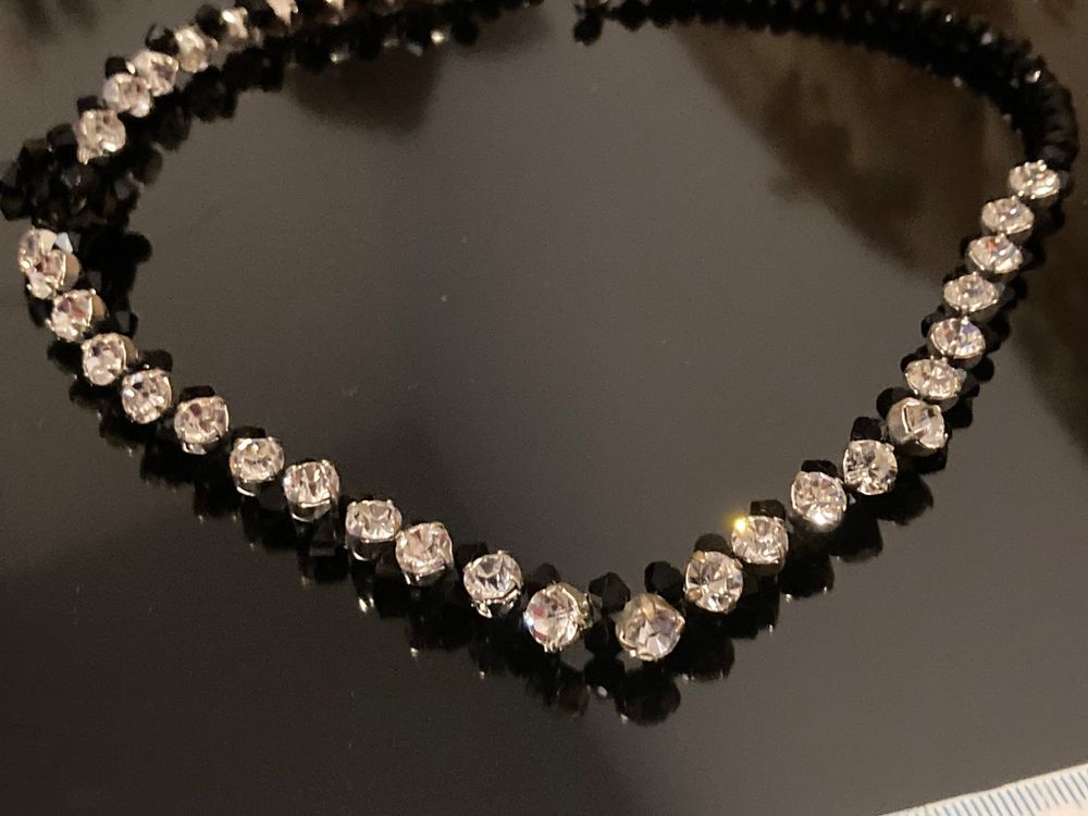 Collier Vintage En Strass Transparent - Parure Ancienne Années 1950, Pendentif, Occasion