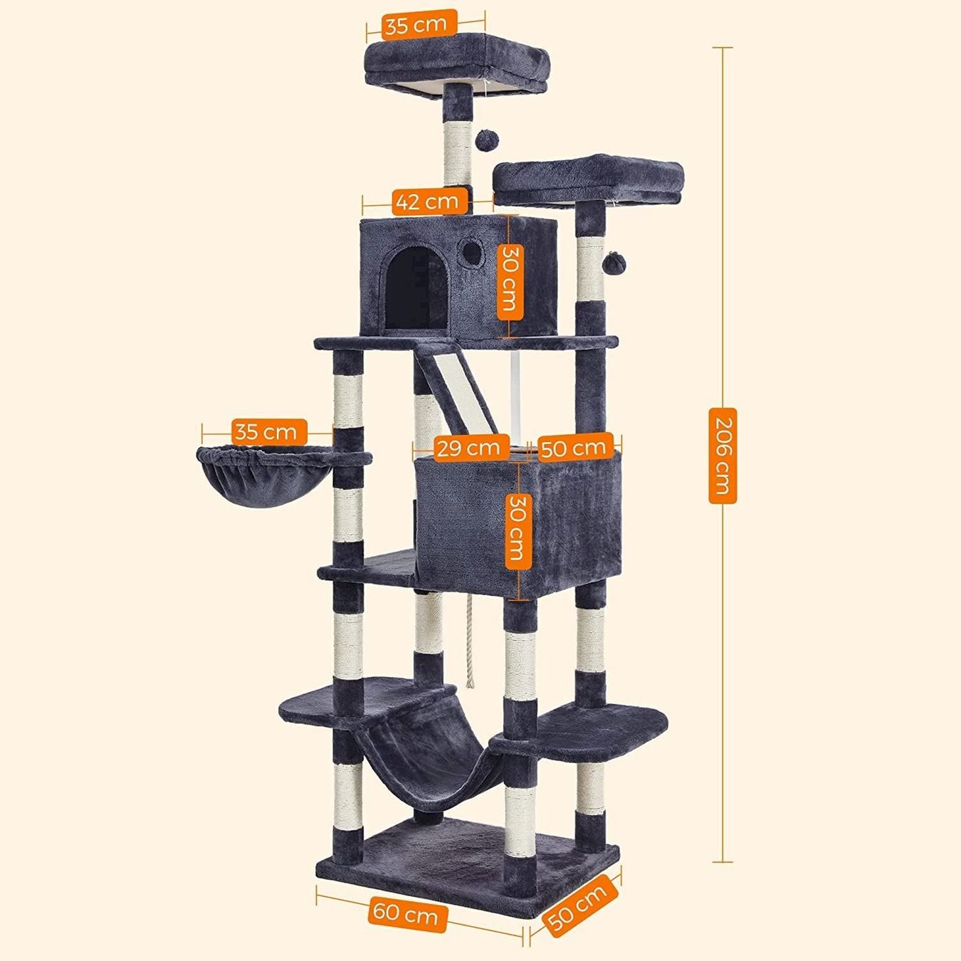 Tiragraffi: FEANDREA XL-Katzenbaum 206 cm rauchgrau – Nuovo e nell'imballaggio originale da Bottighofen venduto da zaap 2