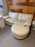 Echtleder-Funktionscouch/Bettsofa mit XXL-Ottomane
