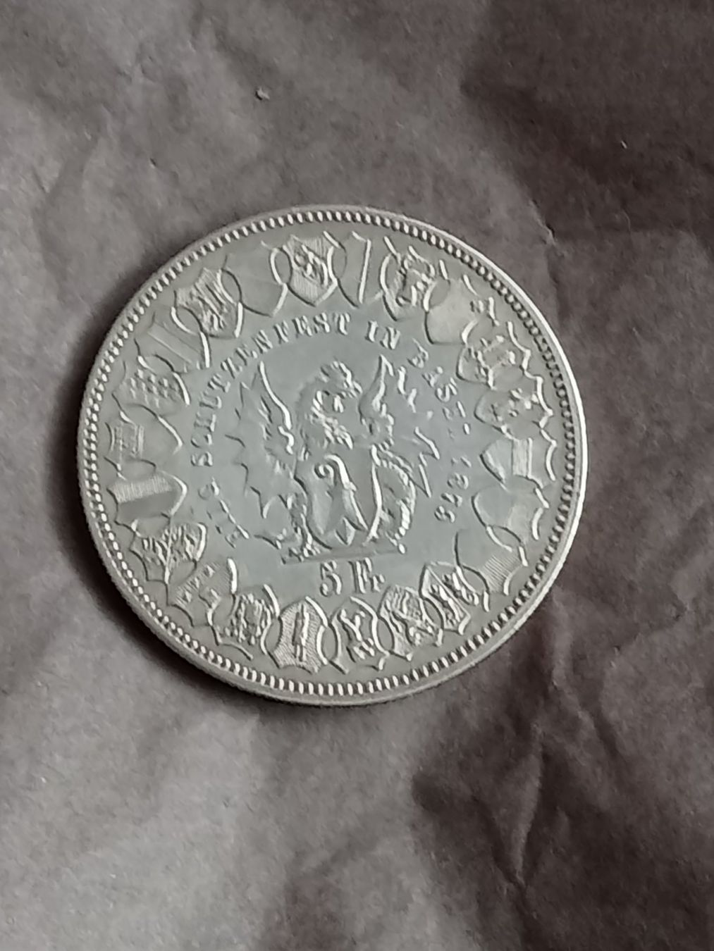 Alle Münzen: 5 Fr. 1879 Schützentaler Basel – Gebraucht aus Alpnach Dorf von ake-7x7v 1